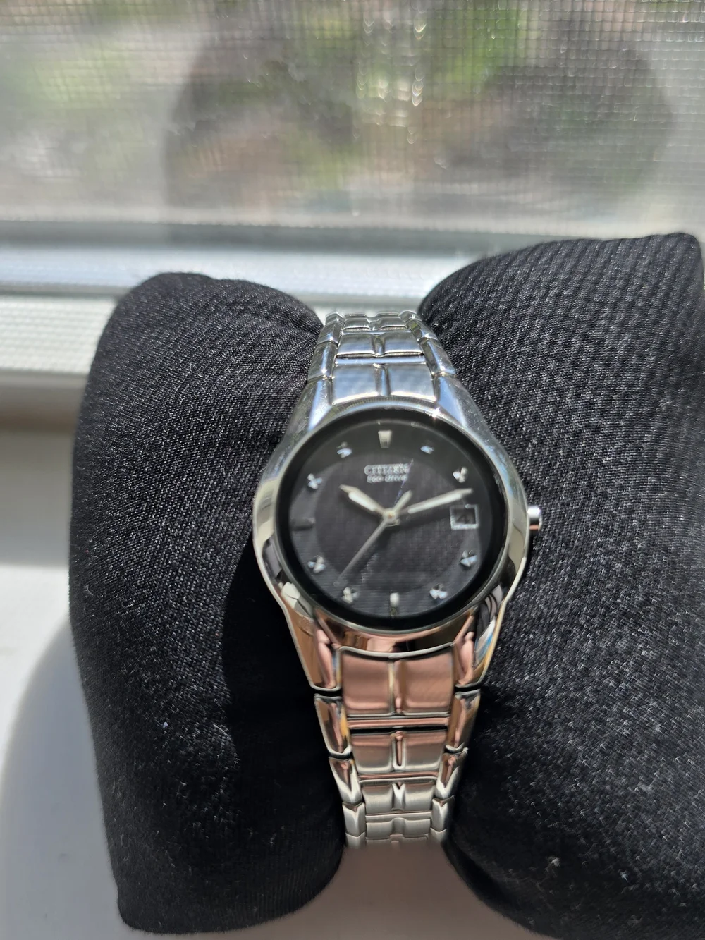 Citizen Eco-Drive Womens Black Dial With Diamond Accents
